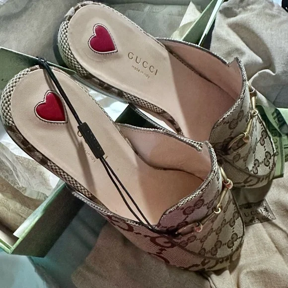 ❤️ NIB Gucci Princetown Mule – Macro GG Canvas, Size 38, With Box & Dust Bags - Picture 1 of 11
